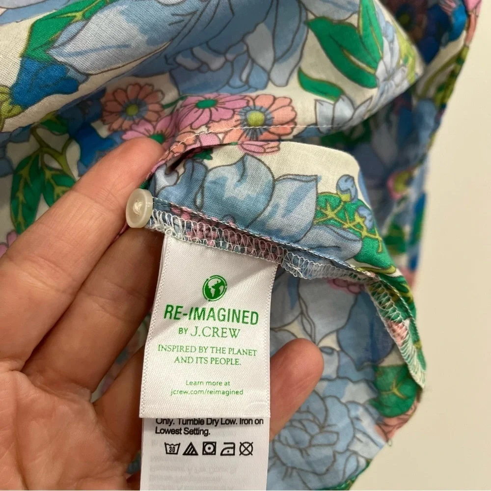 J. Crew Organic Cotton Tie Front Ruffle Top in Fairy Floral A2851 Small
